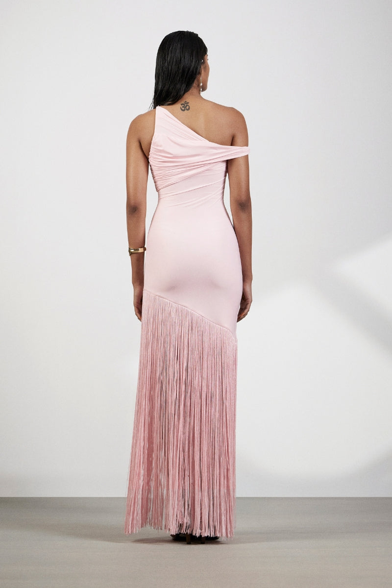 Deme By Gabriella Praia Maxi Dress in lightweight fabric with a flowy silhouette and vibrant print, perfect for summer wear.