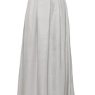 Summer Away Amal Gray Maxi Skirt displayed on a hanger, featuring a flowy, ankle-length design in soft gray fabric.