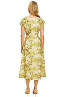 Mestiza New York Quinn midi dress in citrus toile fabric, showcasing a vibrant, patterned midi dress with a fitted waist and flowing skirt.
