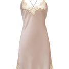 Pink lace-trimmed slip dress by MANITO, a stylish mini dress with delicate lace details and a smooth fabric fit.