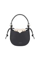 Black VIKELE STUDIO Maria mini top handle bag with sleek design and compact size, featuring a stylish curved silhouette.