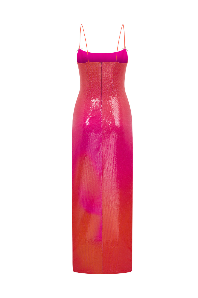 SEQUINED SLIT DRESS IN SUMMER GRADIENT - CULT MIA