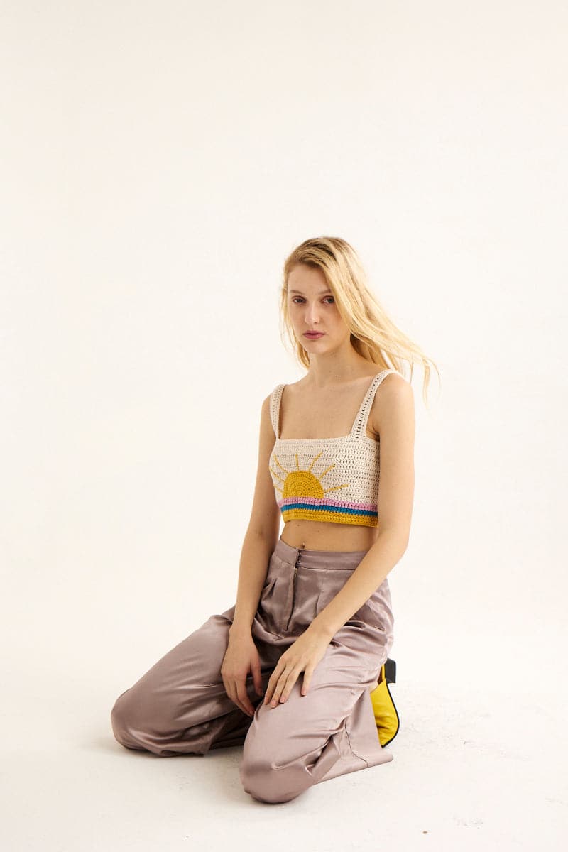 SUNSET LACE UP CROP TOP - CULT MIA