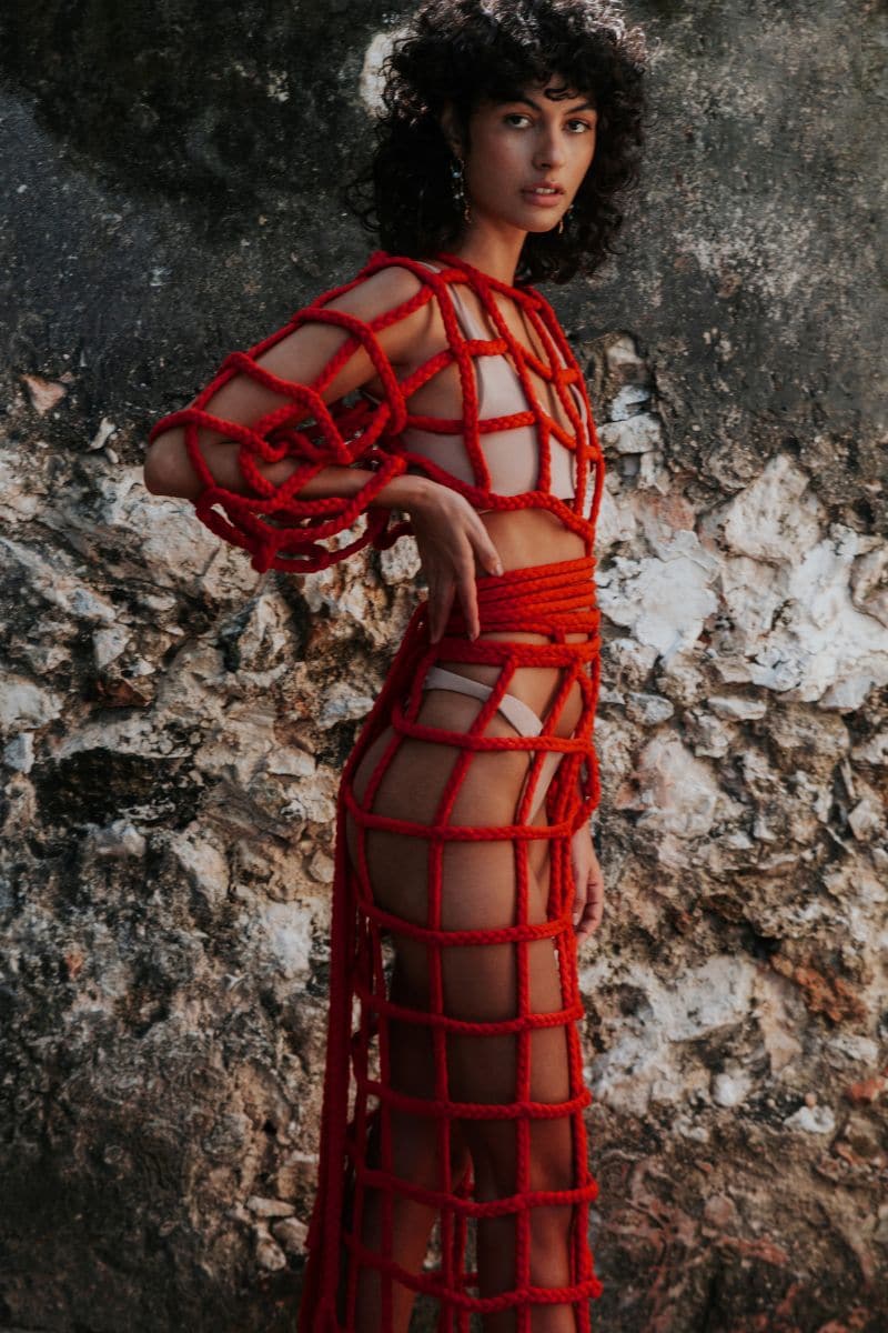 Kasia Kulenty Simone co-ord set in cherry featuring a stylish matching top and pants, perfect for casual or fashionable wear.
