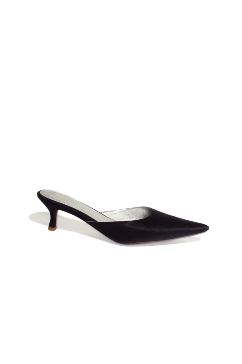 Christin Wu Audrey black kitten heel shoes with pointed toe and slim heel, stylish footwear for elegant outfits