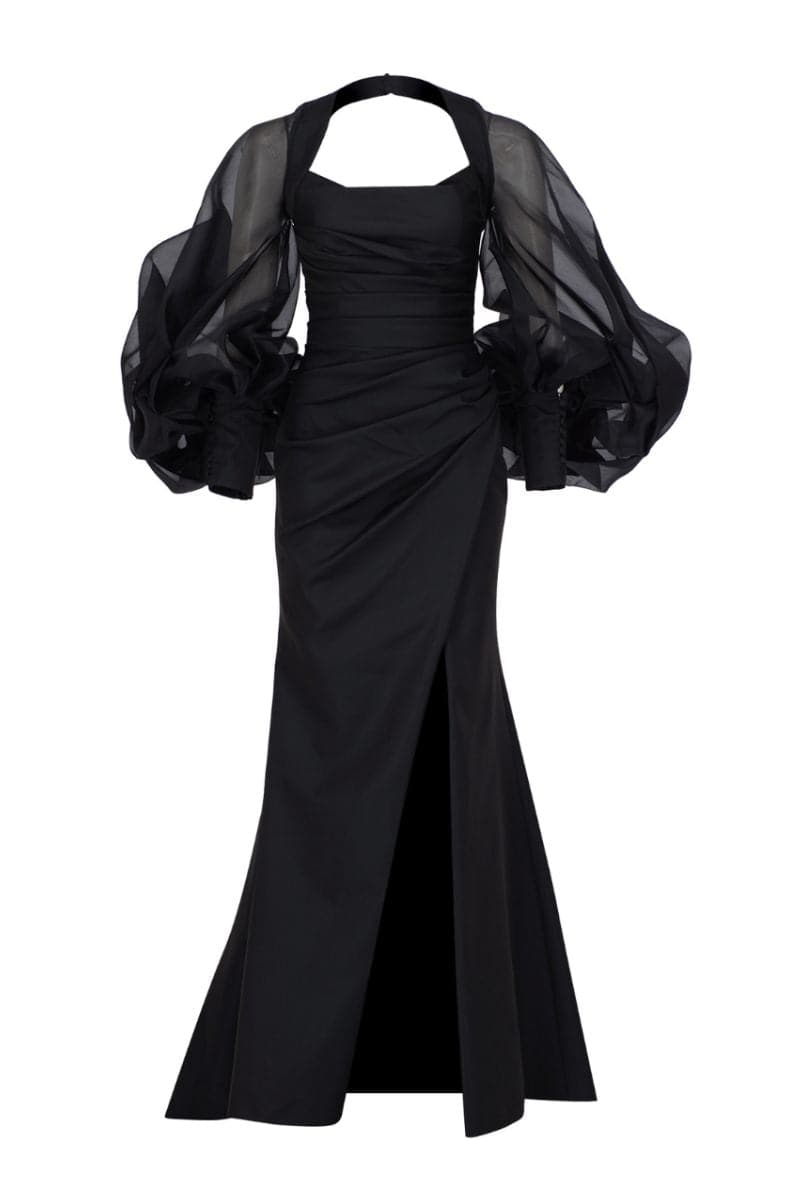 ELZARA BLACK LONG SLEEVED DRESS - CULT MIA