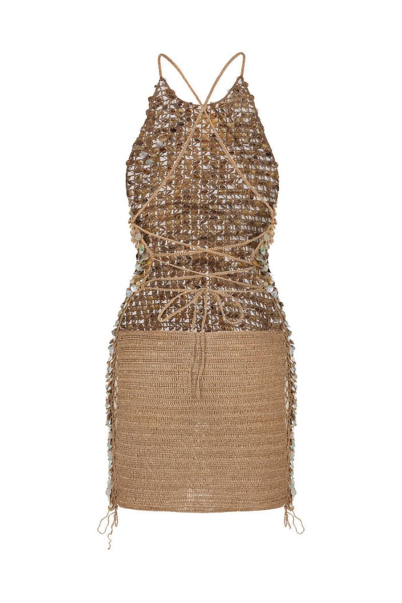 HAND-CROCHET MOTHER OF PEARL ICONIC MINI DRESS - CULT MIA