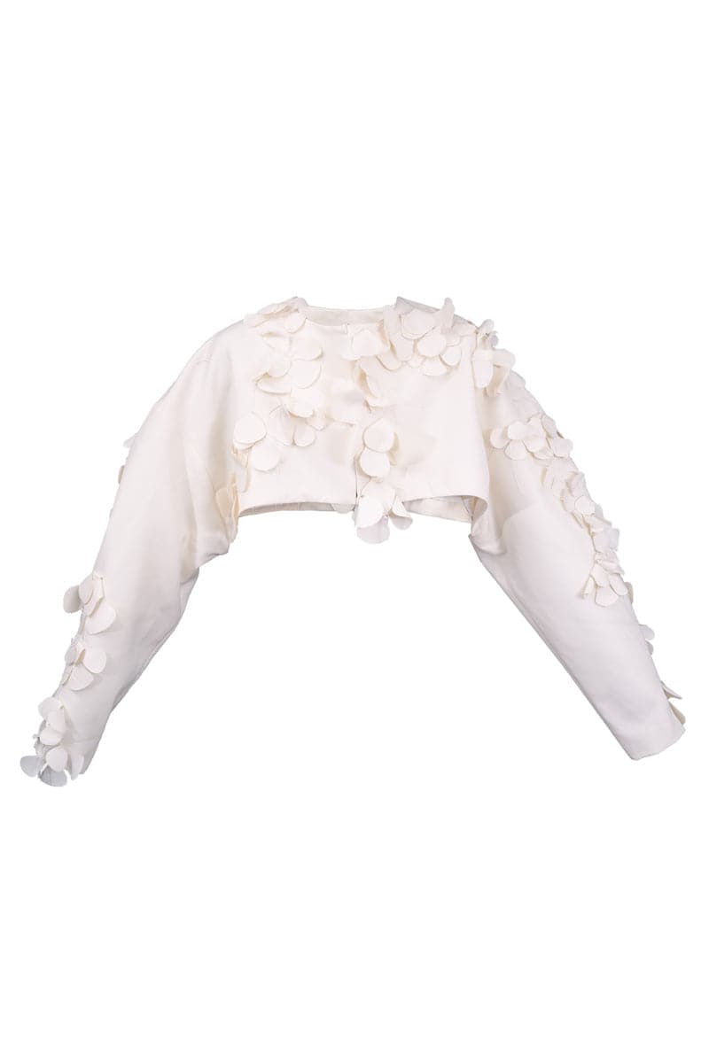Blikvanger Milky Floral Bolero jacket with delicate floral pattern and lightweight fabric, perfect for layering and elegant style.