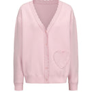 Nana Jacqueline Carrie pink cardigan with a relaxed fit, button-front design, and soft knit fabric, styled with a casual outfit.
