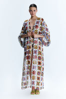 Nur Karaata JOALI Sicilia pareo dress, lightweight cover-up with floral pattern, perfect for beach or poolside wear.