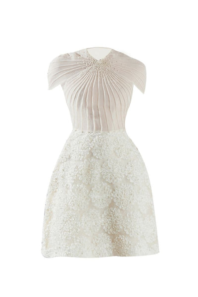 MELINA BEIGE A-LINE ORGANZA MINI DRESS | CULT MIA