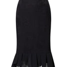 Black Lecia trumpet midi skirt with fitted waist and flared hem, perfect for stylish everyday wear.