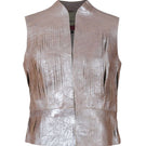 Double A AYLA II leather vest in dusty rose, stylish sleeveless vest with a soft leather texture and fitted design.