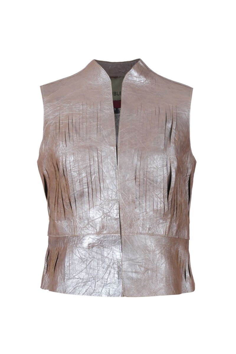 AYLA II LEATHER VEST IN DUSTY ROSE - CULT MIA
