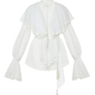 OvertheSea Ocean of the Tenderness white blouse, soft fabric with delicate detailing, shown on a hanger.
