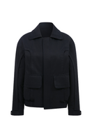 Navy biker jacket by ColoReve featuring a stylish design, front zipper, and fitted silhouette, perfect for casual wear.