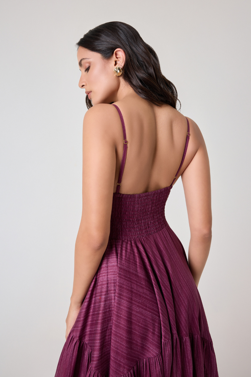 SORRENTO DRESS IN MULBERRY ETCH - CULT MIA