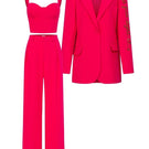 Pink Erica texture attached jacket set from 21Six, featuring a stylish co-ord with textured fabric and matching jacket and pants.