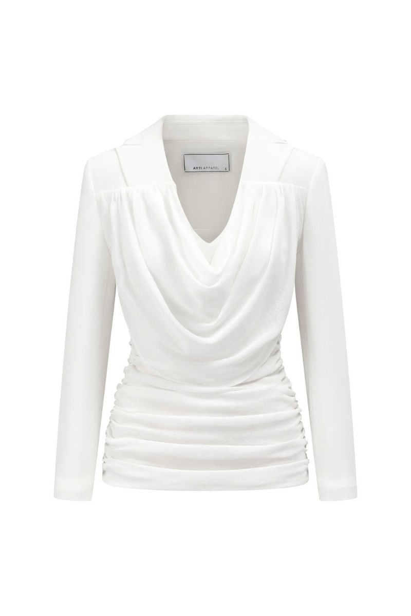 White JEMMIA top by Arti Apparel, featuring a stylish sleeveless design with a fitted silhouette and subtle neckline detail.