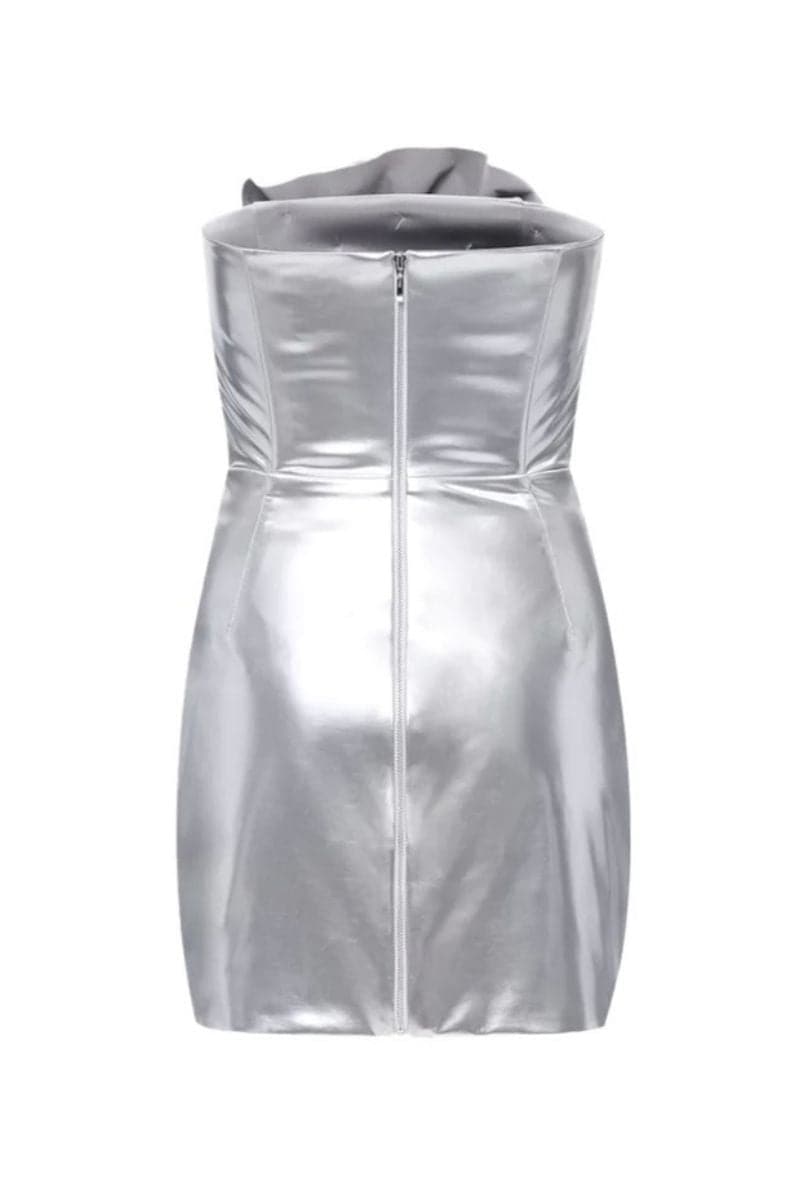 ROSIE SILVER LAQUE STRAPLESS MINI DRESS - CULT MIA