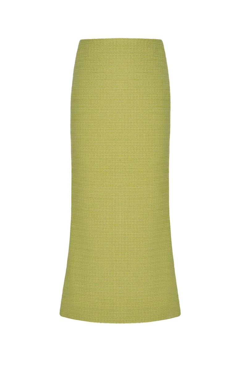 LIME TWEED MIDI SKIRT