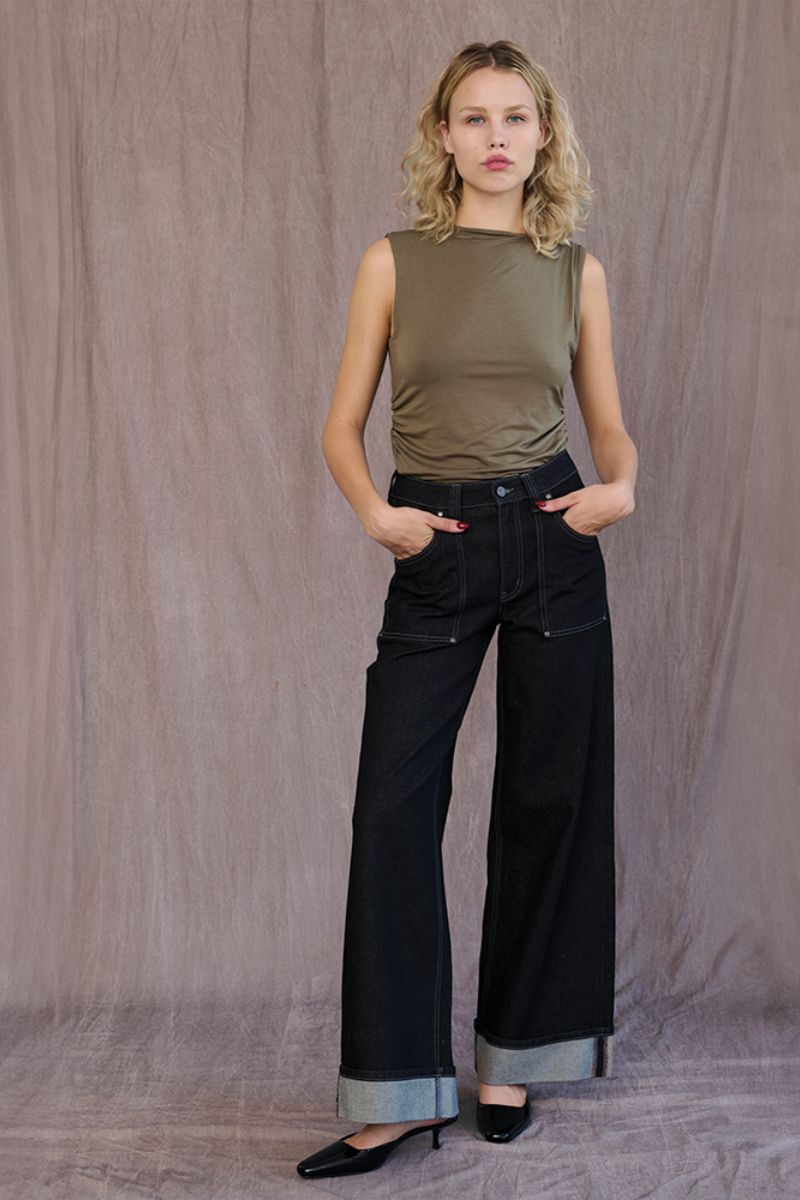 TT Studios Kendall Jean in Doyers Street denim, showcasing classic fit and stylish blue jeans with subtle fading and stitching details.