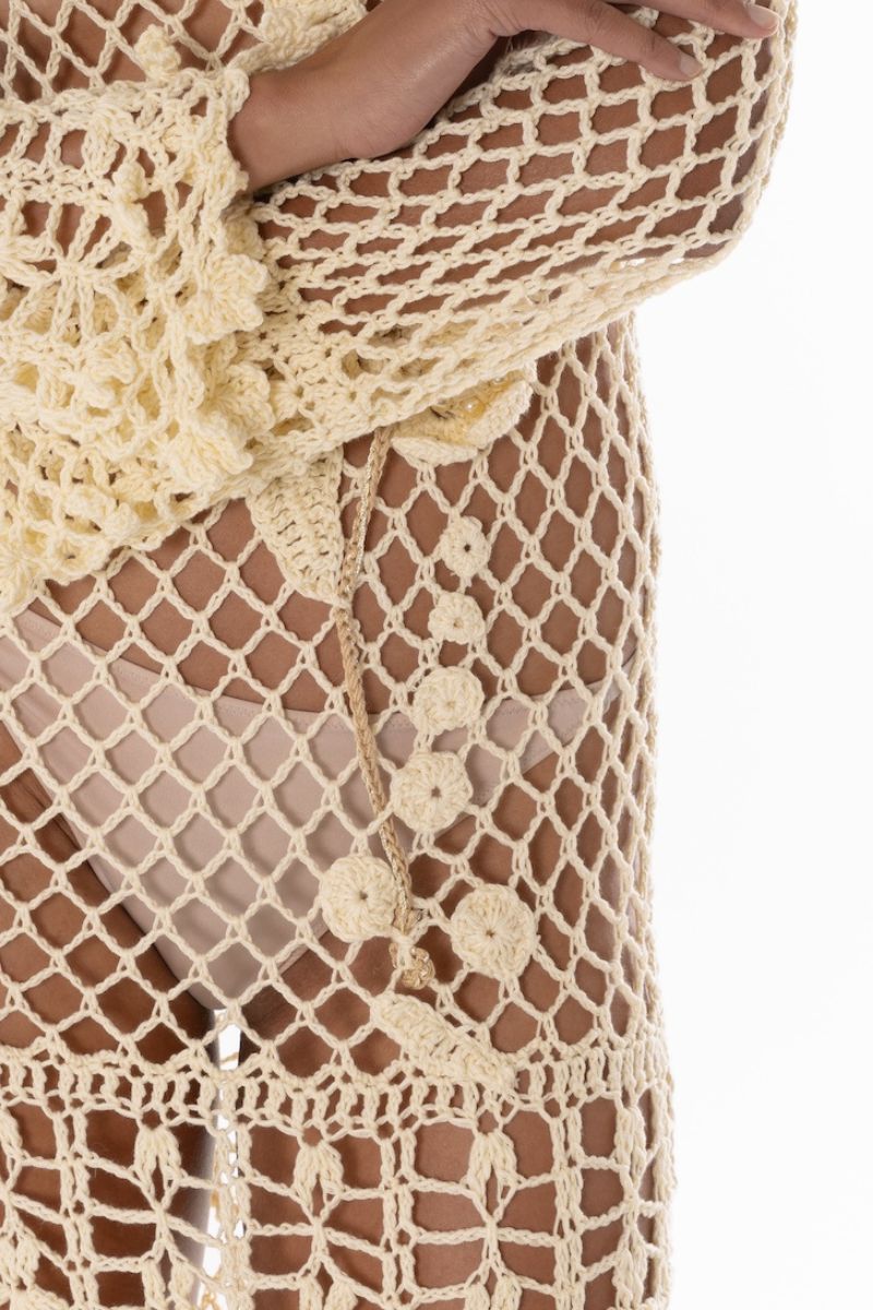 BUTTER YELLOW VANILLA HANDMADE CROCHET DRESS - CULT MIA