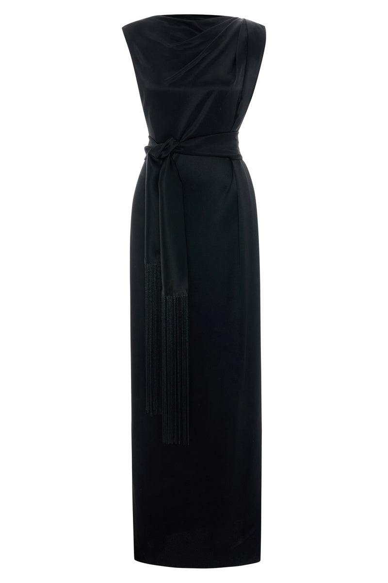 ROMA SATIN DRESS IN BLACK