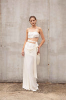 Vaska beige crop top made of soft fabric, stylish and trendy women's tops, perfect for casual wear or layering.