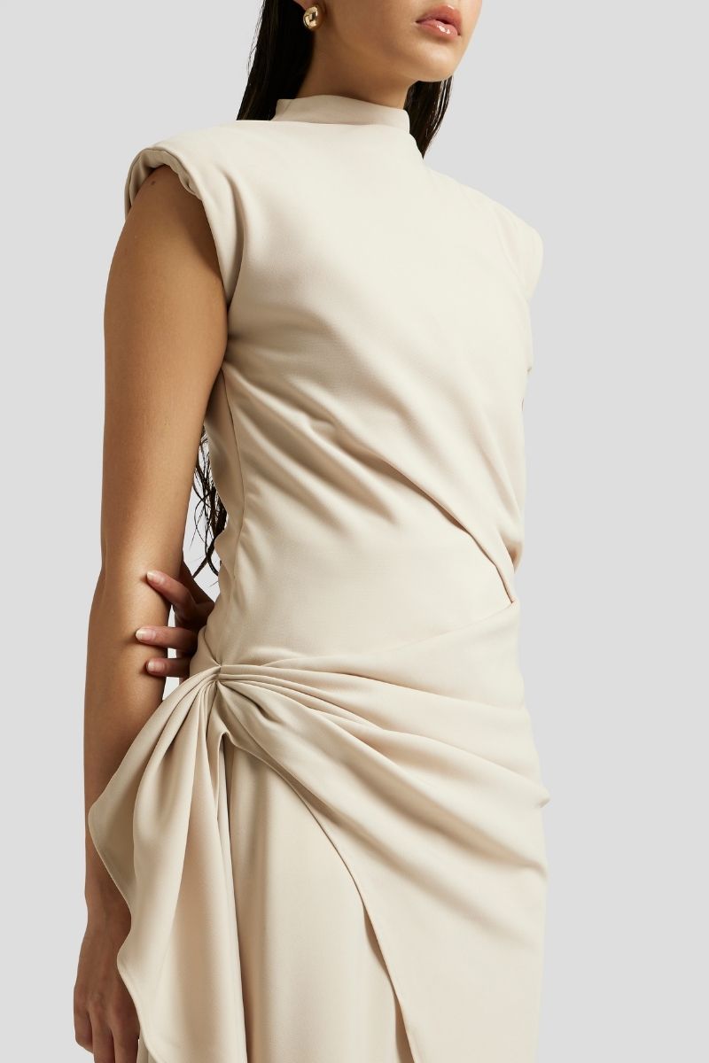 ANTONIA THREE-PIECE OUTFIT SET IN BEIGE - CULT MIA