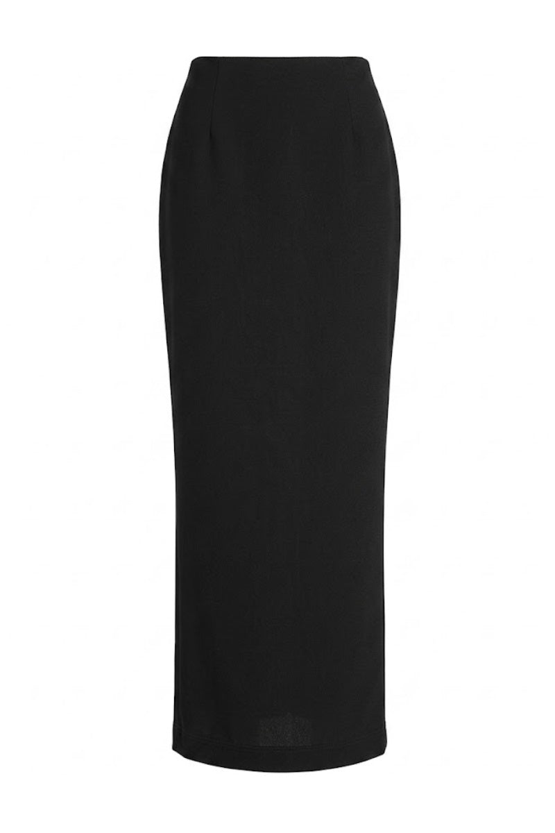 Keira Tong maxi peplum skirt in vibrant fabric, featuring a fitted waist and flowing length for elegant summer style.