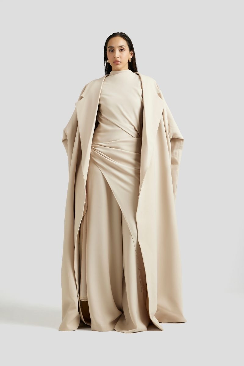 ANTONIA THREE-PIECE OUTFIT SET IN BEIGE - CULT MIA