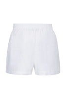 White DEIA shorts by Summer Away, casual denim-style shorts with a relaxed fit, displayed on a neutral background.