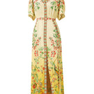 Raishma Ivanna Maxi Dress, elegant floral print maxi dress with flowy fabric and fitted waist for stylish summer wear.