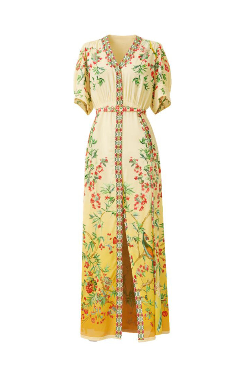 Raishma Ivanna midi dress displayed on a hanger, featuring elegant fabric and detailed design for stylish occasions.