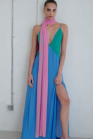 Sisters Tiffany maxi dress in dreamy pastel shades, flowing fabric, and elegant design, perfect for warm-weather occasions.