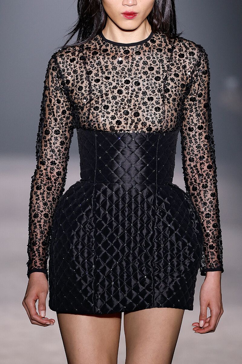 BLACK CRYSTAL QUILTED MINI SKIRT - CULT MIA
