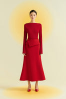 Red Twinkle Knit Top by EEGEN STUDIO, featuring a cozy knit fabric and stylish design, shown in this image.