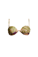 Andrea Iyamah DOLA bikini top in Vibrra print, two-piece swimsuit with vibrant patterned fabric and adjustable straps.
