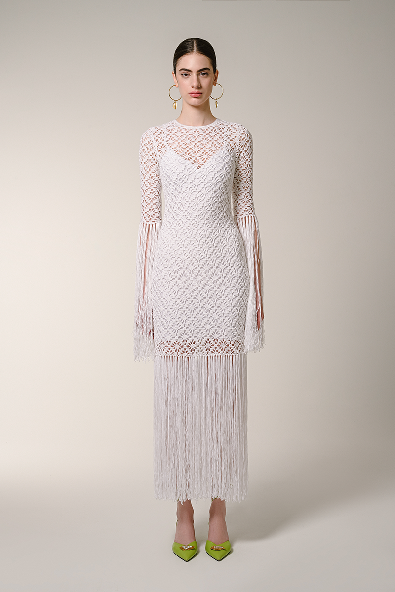 WHITE FRINGE DRESS - CULT MIA