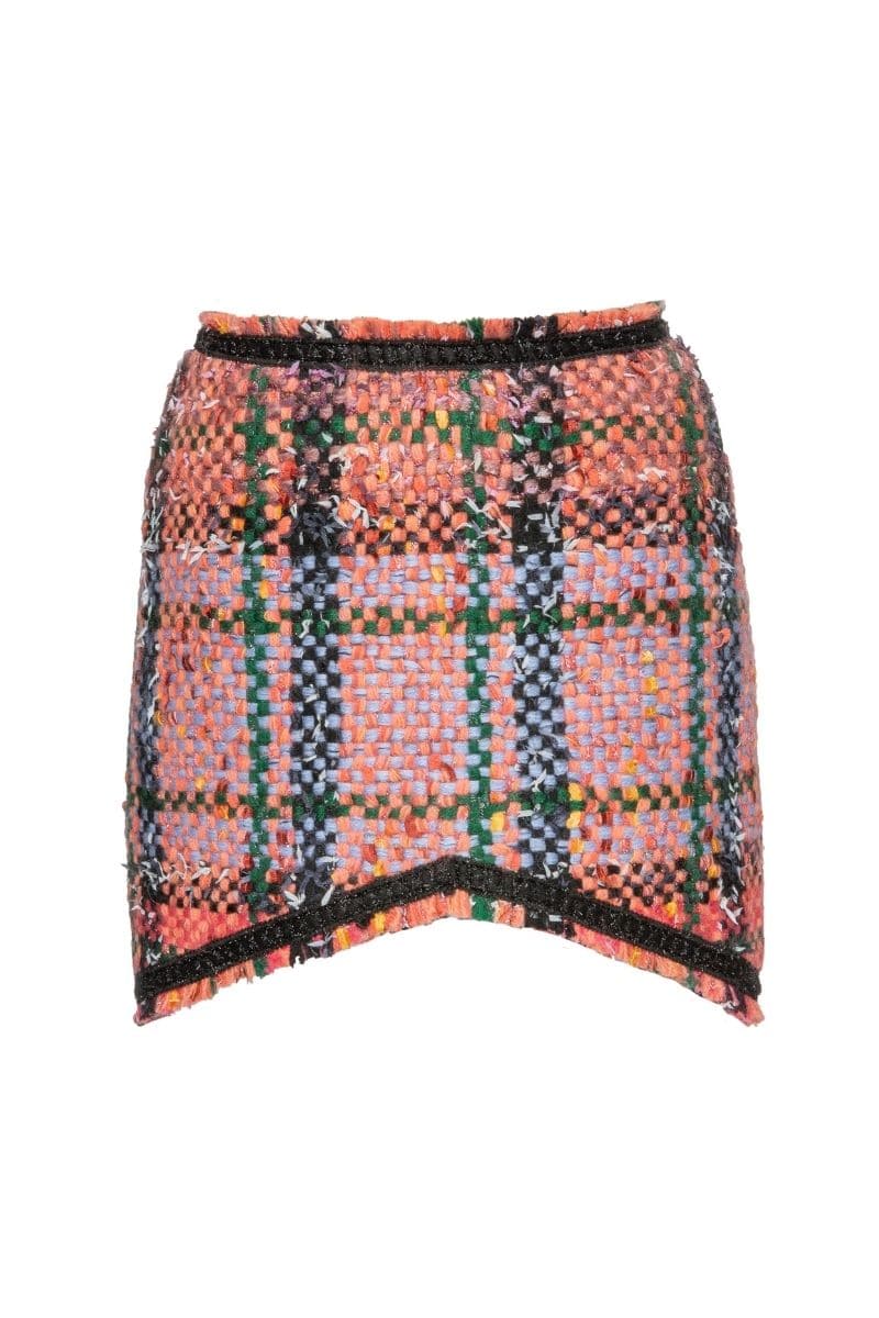ORANGE AND BLUE TWEED MINI SKIRT - CULT MIA