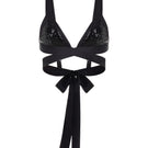 Mirel Prentice sequin wrap bra top with shimmering sequins, long sleeves, and a fitted design for stylish evening wear.
