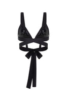 Mirel Prentice sequin wrap bra top with shimmering sequins, long sleeves, and a fitted design for stylish evening wear.
