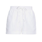 White Summer Away DEIA Shorts with a relaxed fit, shown on a model, featuring a casual and comfortable style.