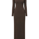 TONYY Obsidian Line Maxi Dress with flowing black fabric and elegant design, perfect for stylish summer occasions.
