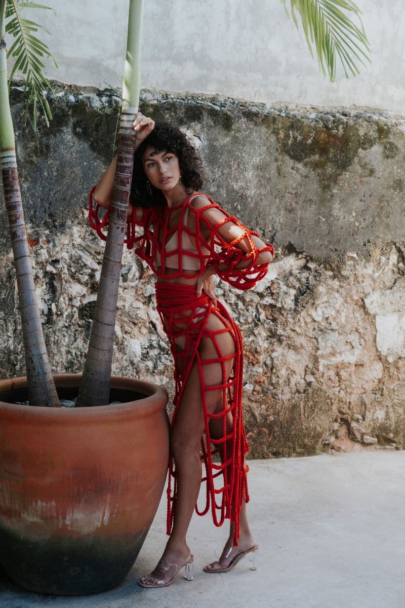 Kasia Kulenty Simone Cherry co-ord set featuring a matching top and pants in vibrant cherry print, stylish and comfortable.