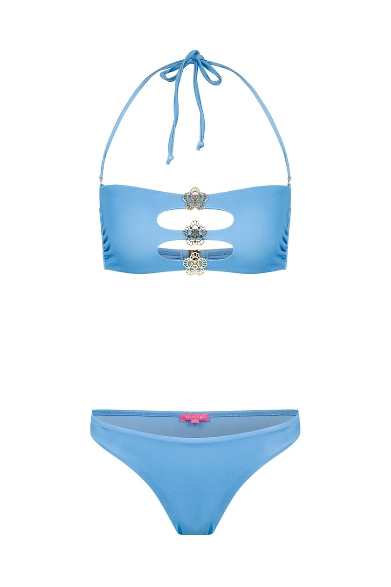 LILY BLUE ICONIC STRAPLESS BIKINI SET - CULT MIA