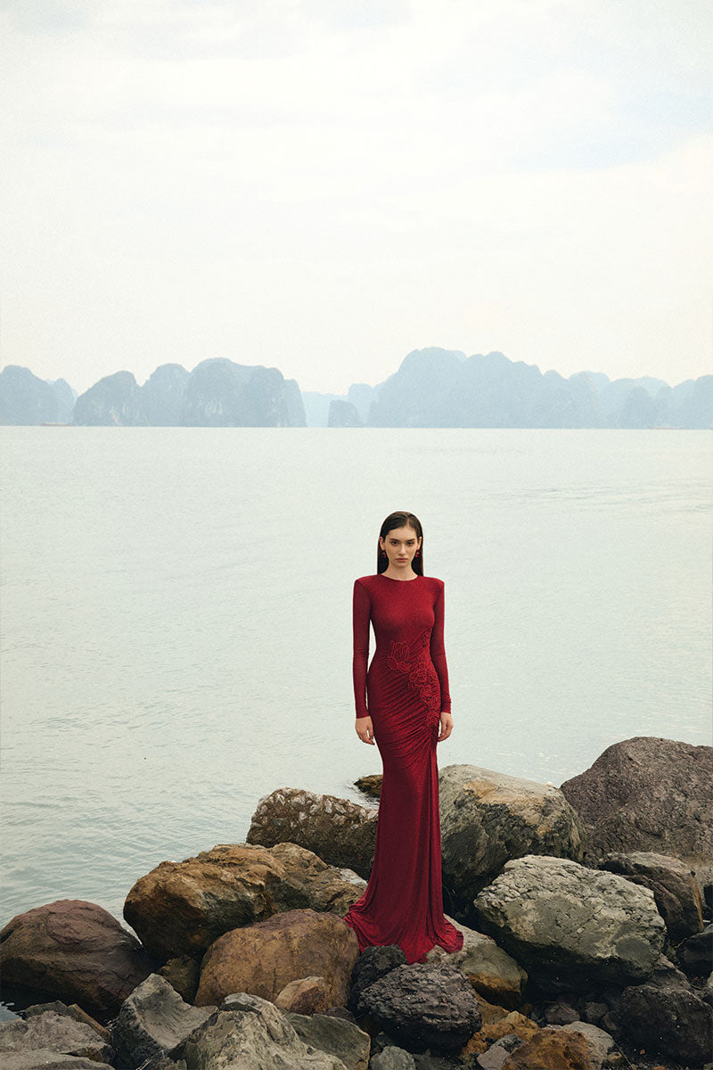 GLITTER STRETCH DRESS IN RED - CULT MIA