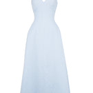 Maison Des Copains plumeria A-line maxi dress with spaghetti straps and jacquard fabric, flowing and elegant for summer wear.