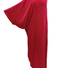 NiLuu rouge one-shoulder maxi dress shown on a model, flowing fabric, elegant design, perfect for formal or summer occasions.